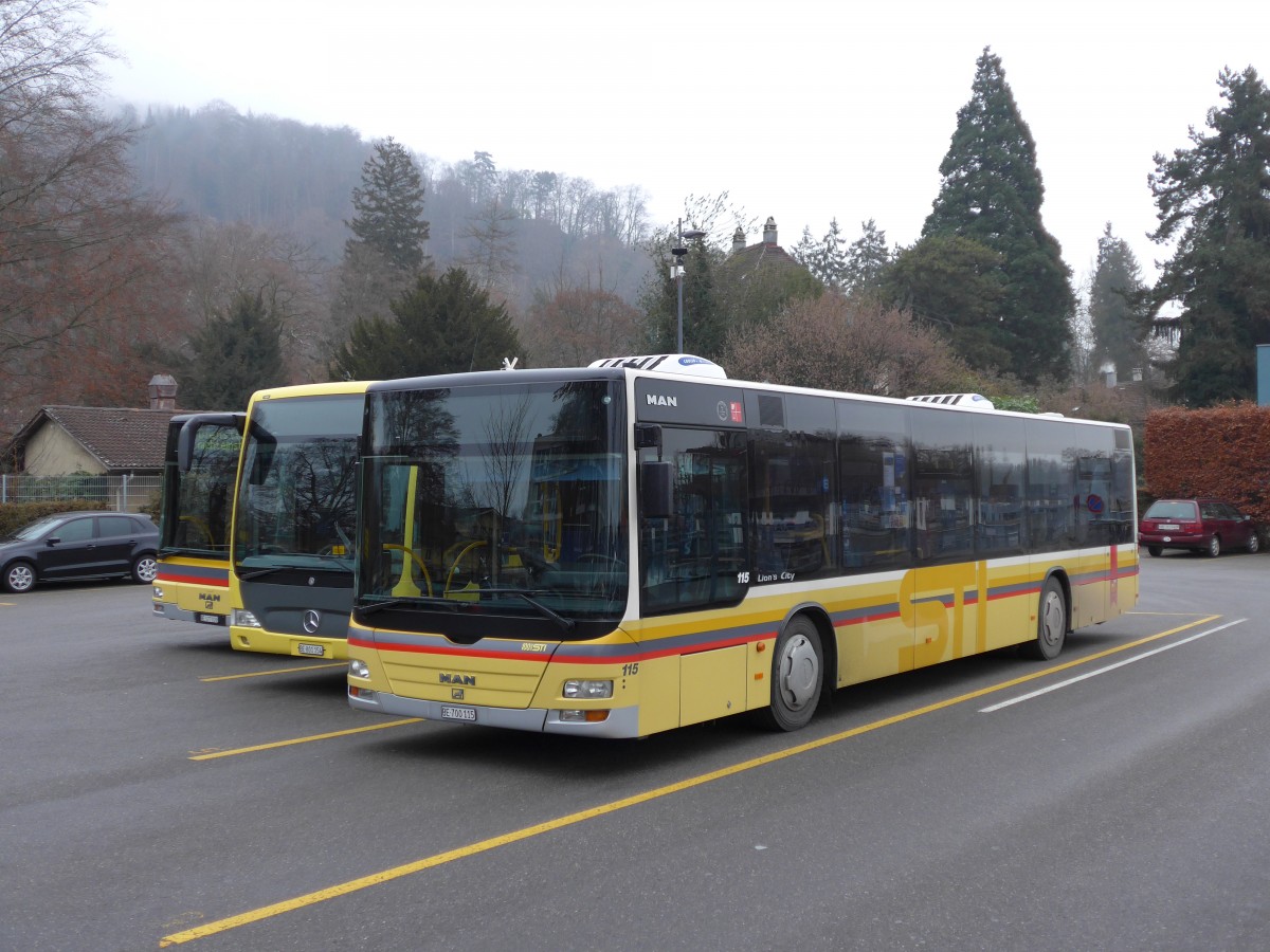 (148'647) - STI Thun - Nr. 115/BE 700'115 - MAN am 20. Januar 2014 bei der Schifflndte Thun