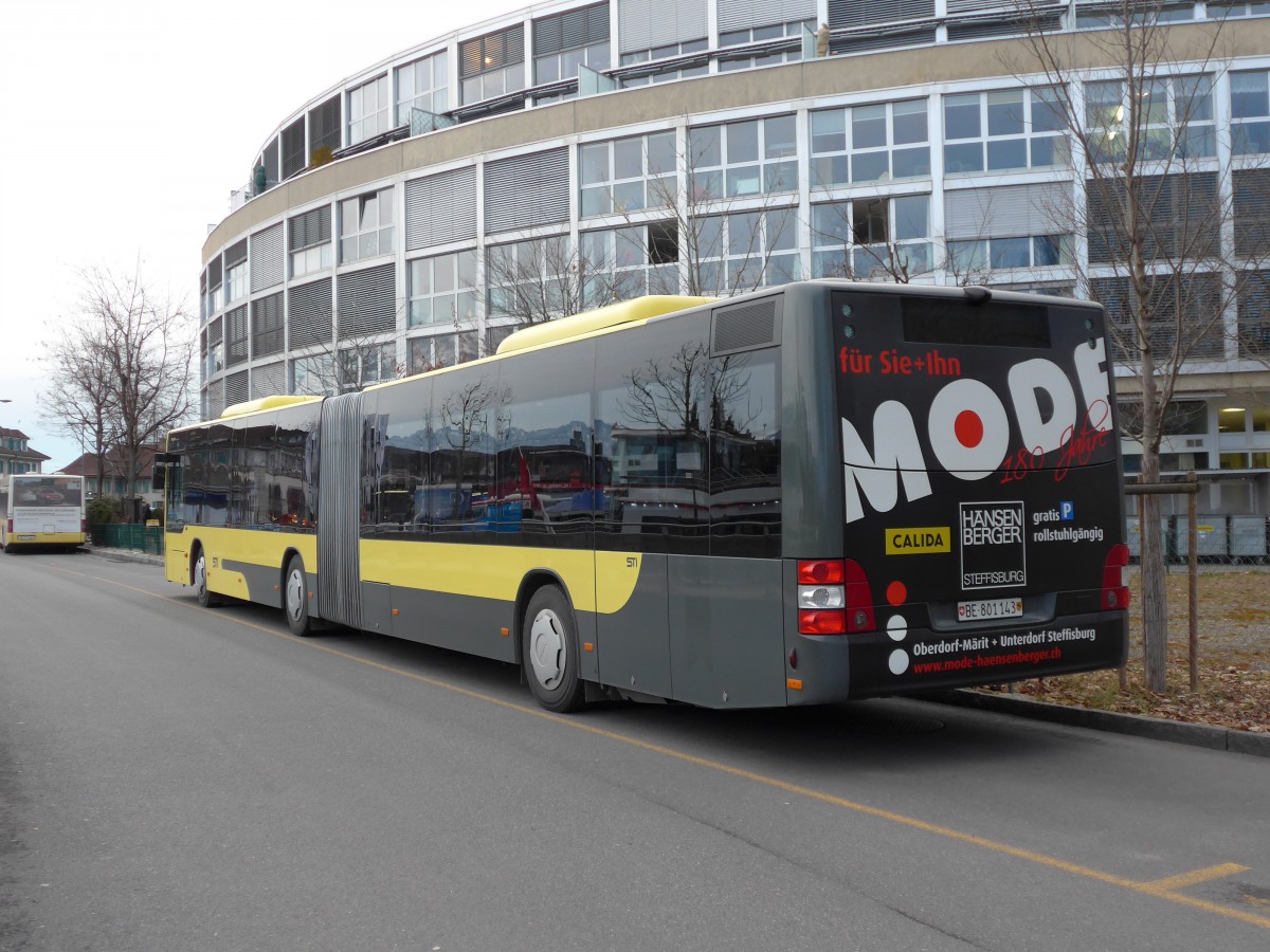 (148'657) - STI Thun - Nr. 143/BE 801'143 - MAN am 25. Januar 2014 bei der Schifflndte Thun