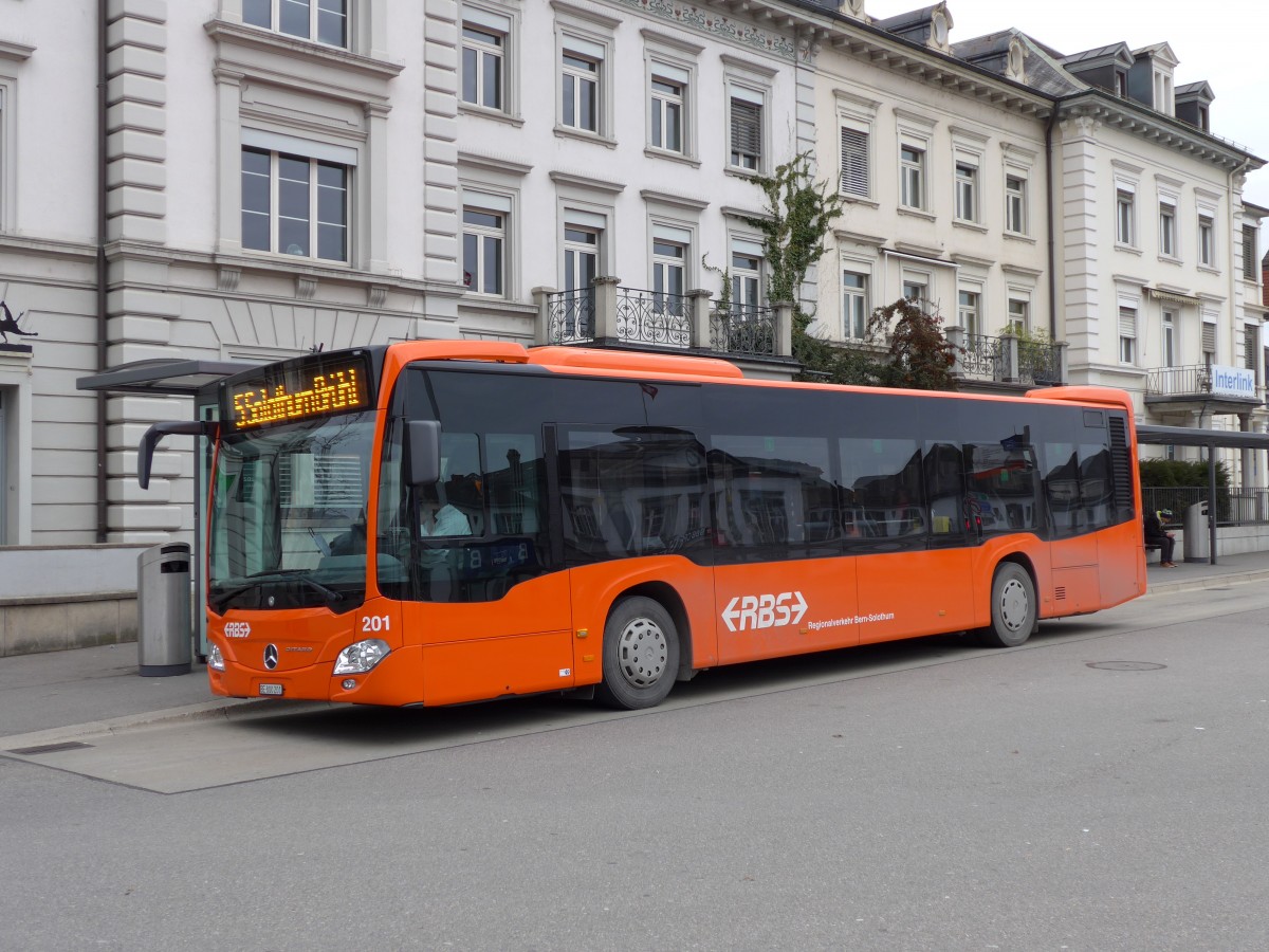 (148'672) - RBS Worblaufen - Nr. 201/BE 800'201 - Mercedes am 26. Januar 2014 beim Hauptbahnhof Solothurn