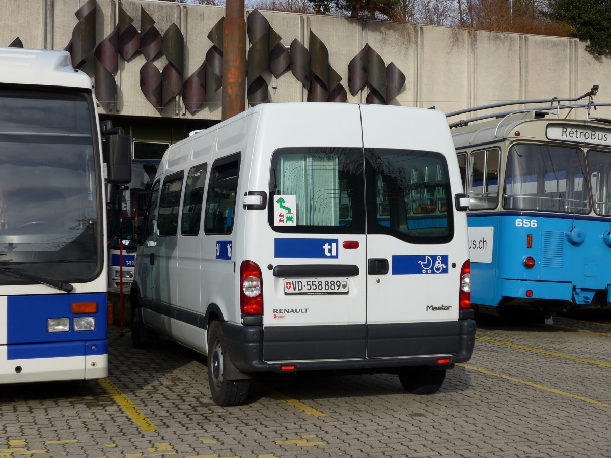 (148'748) - TL Lausanne - Nr. 16/VD 558'889 - Renault am 2. Februar 2014 in Lausanne, Dpt Borde