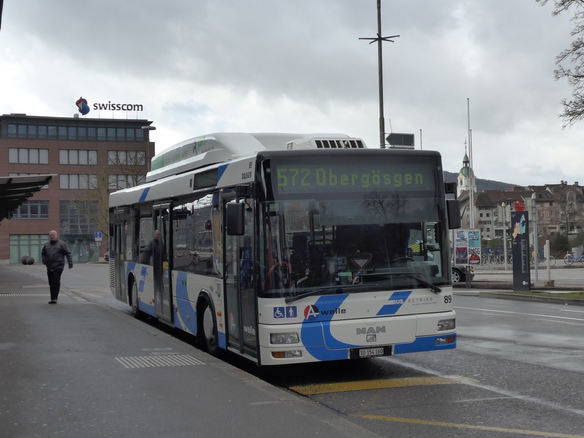 (148'781) - BOGG Wangen b.O. - Nr. 89/SO 154'160 - MAN am 9. Februar 2014 beim Bahnhof Olten