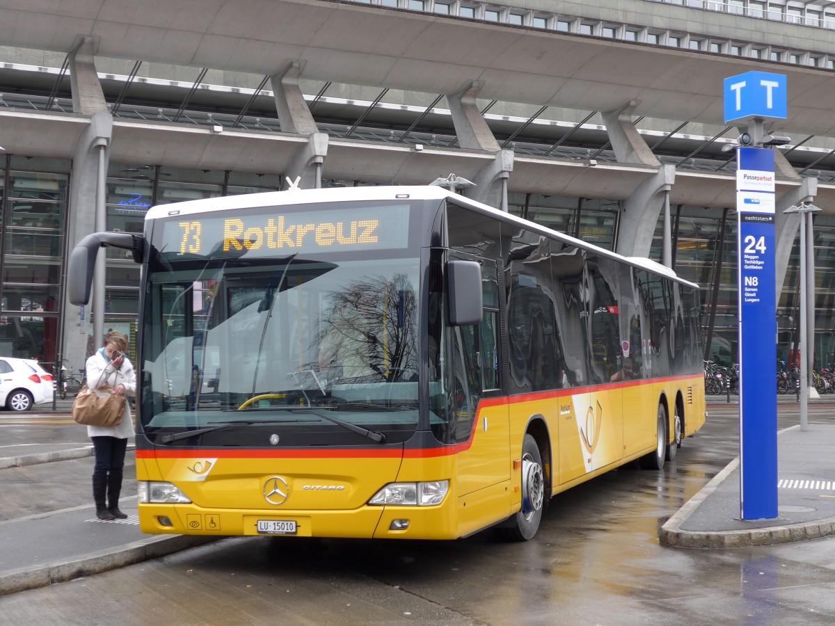 (148'870) - Bucheli, Kriens - Nr. 24/LU 15'010 - Mercedes am 16. Februar 2014 beim Bahnhof Luzern