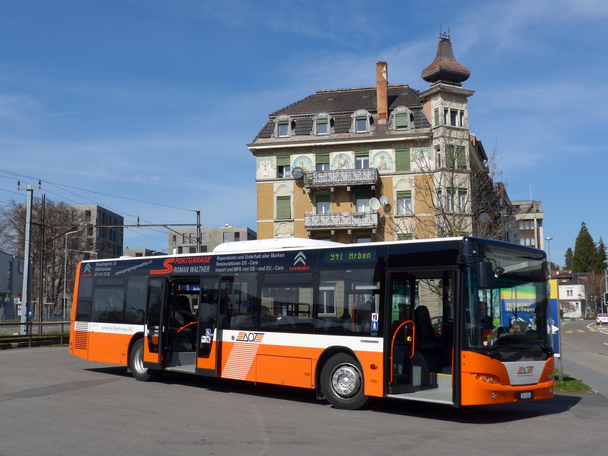 (149'436) - AOT Amriswil - Nr. 6/TG 62'894 - Neoplan am 29. Mrz 2014 beim Bahnhof Arbon