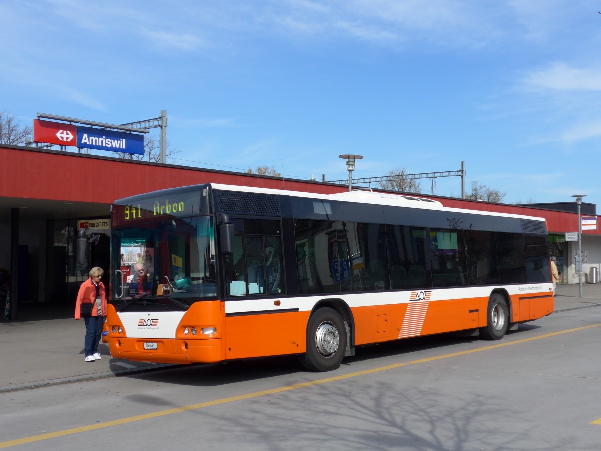 (149'450) - AOT Amriswil - Nr. 7/TG 691 - Neoplan (ex Vorfhrfahrzeug) am 29. Mrz 2014 beim Bahnhof Amriswil