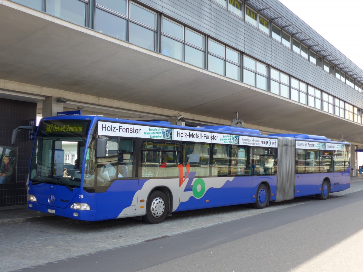 (149'481) - VZO Grningen - Nr. 26/ZH 198'726 - Mercedes am 31. Mrz 2014 beim Bahnhof Uster