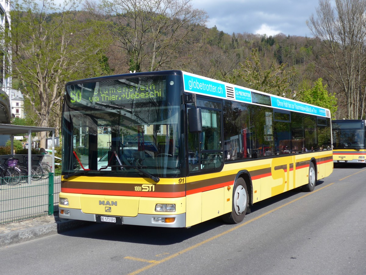 (149'694) - STI Thun - Nr. 91/BE 572'091 - MAN am 20. April 2014 bei der Schifflndte Thun