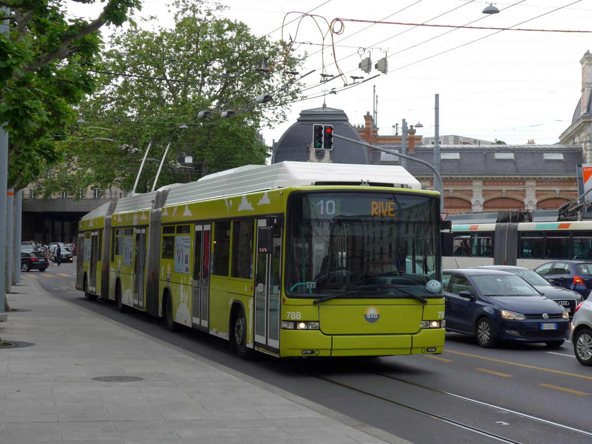 (150'842) - TPG Genve - Nr. 788 - Hess/Hess Doppelgelenktrolleybus am 26. Mai 2014 in Genve, Place des Vingt-Deux-Cantons