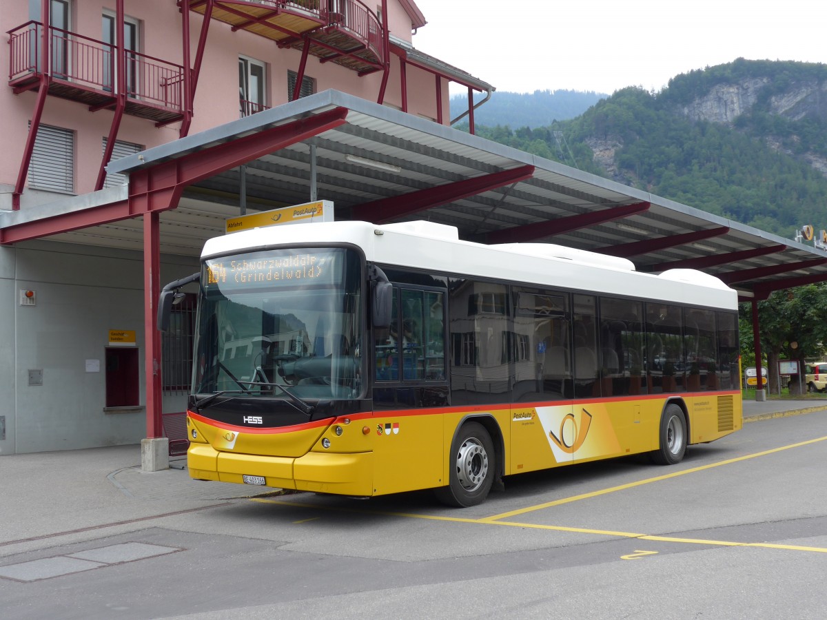 (151'577) - AVG Meiringen - Nr. 66/BE 403'166 - Scania/Hess (ex Steiner, Messen) am 15. Juni 2014 in Meiringen, Postautostation