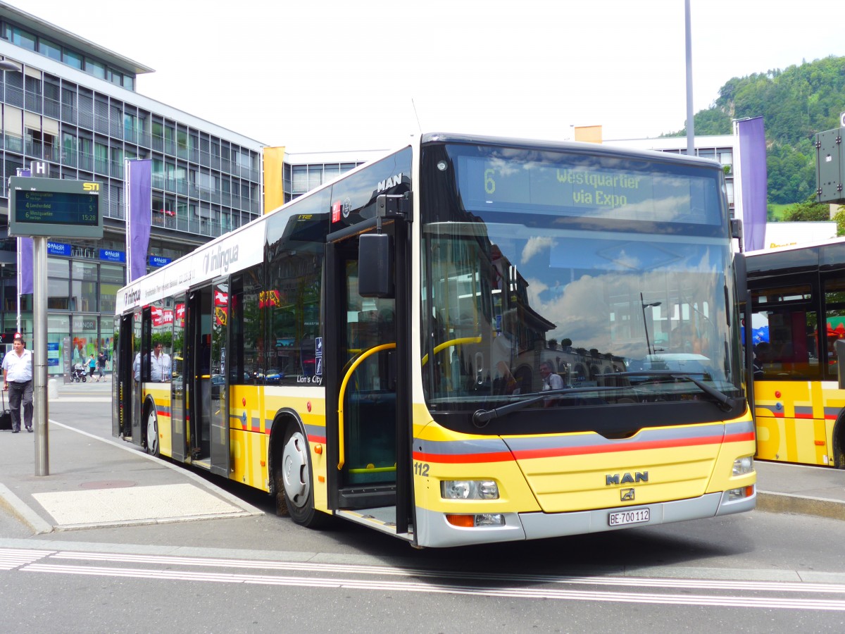 (151'780) - STI Thun - Nr. 112/BE 700'112 - MAN am 22. Juni 2014 beim Bahnhof Thun