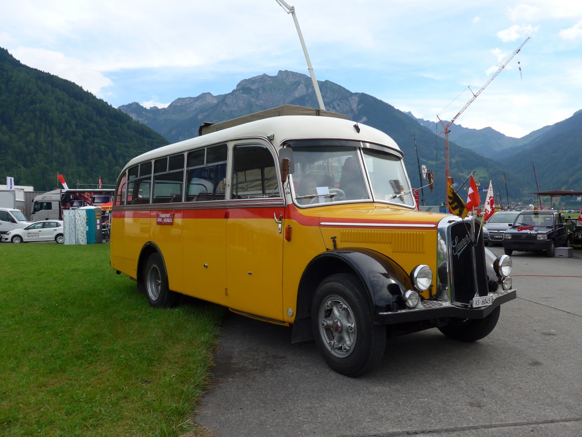 (151'900) - Suter, Savise - VS 6045 - Saurer/Lauber (ex Humbert-Droz, Lignires; ex P 21'016; ex Pache+Helfer, Colombier) am 28. Juni 2014 in Interlaken, Flugplatz