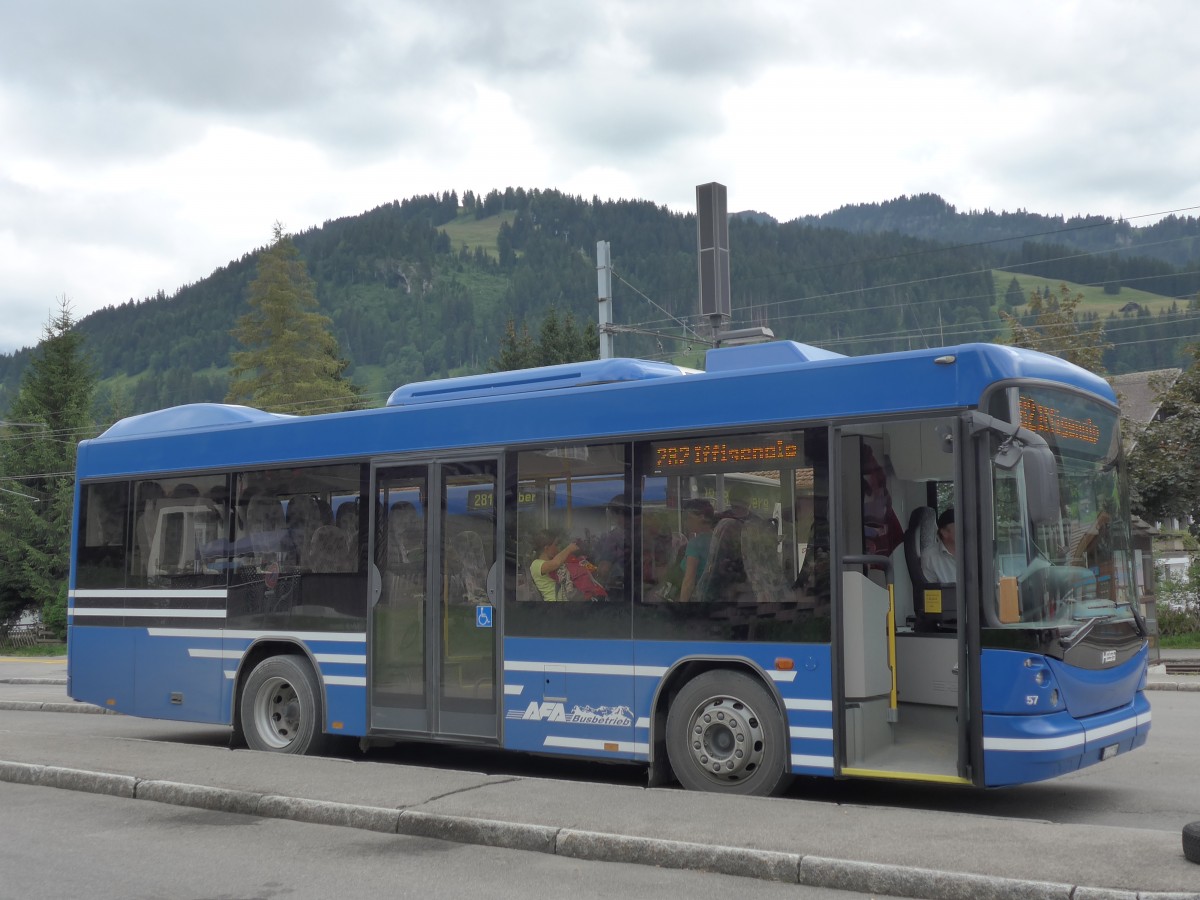 (153'499) - AFA Adelboden - Nr. 57/BE 272'798 - Scania/Hess am 27. Juli 2014 beim Bahnhof Lenk