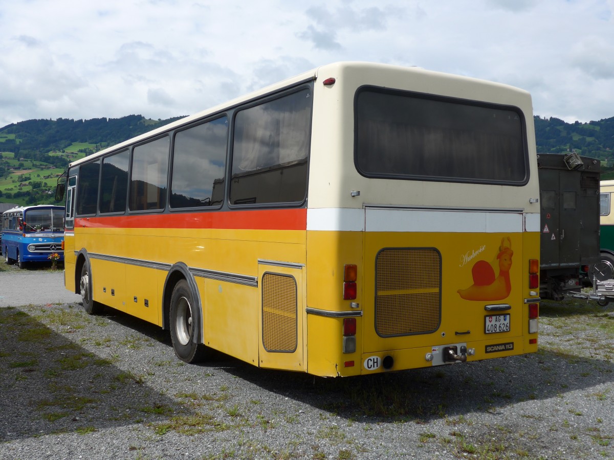 (153'862) - Schneller, Mgenwil - AG 408'626 - Scania/Lauber (ex Dubuis, Savise) am 16. August 2014 in Altsttten, Allmendplatz