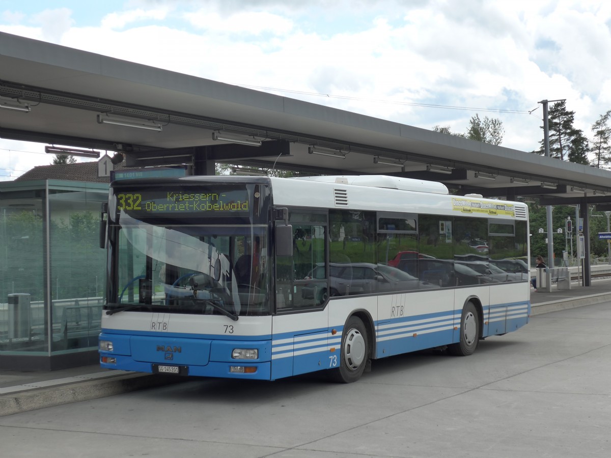 (153'904) - RTB Altsttten - Nr. 73/SG 145'201 - MAN am 16. August 2014 beim Bahnhof Altsttten