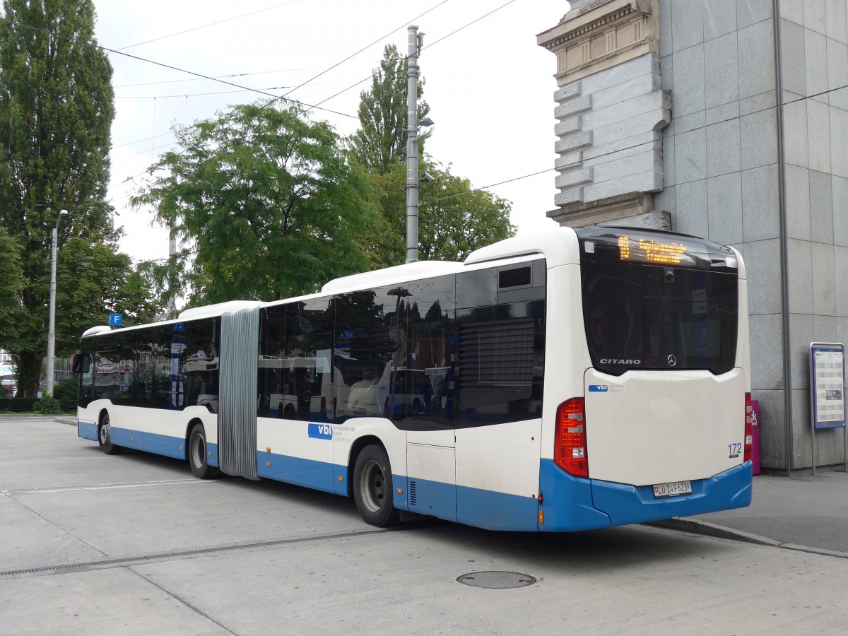 (154'059) - VBL Luzern - Nr. 172/LU 249'623 - Mercedes am 19. August 2014 beim Bahnhof Luzern