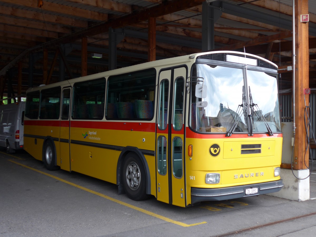 (154'095) - ZVB Zug - Nr. 141/ZG 3391 - Saurer/R&J (ex Nr. 41; ex P 24'354) am 19. August 2014 in Zug, Garage