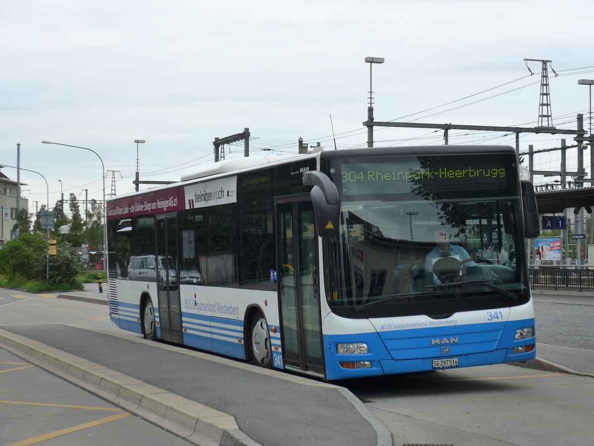 (154'273) - BSW Sargans - Nr. 341/SG 297'514 - MAN am 20. August 2014 beim Bahnhof St. Margrethen (Einsatz RTB)