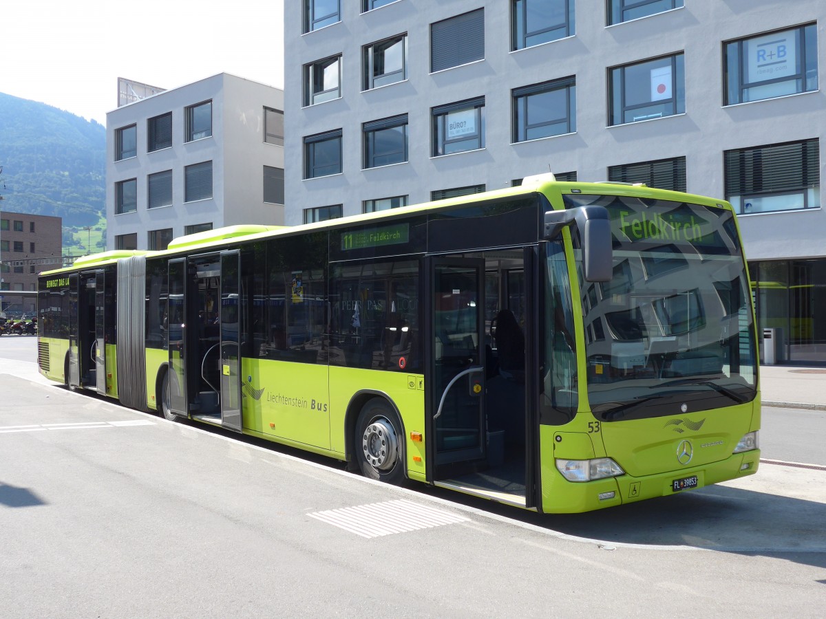 (154'349) - Aus Liechtenstein: LBA Vaduz - Nr. 53/FL 39'853 - Mercedes am 21. August 2014 beim Bahnhof Sargans