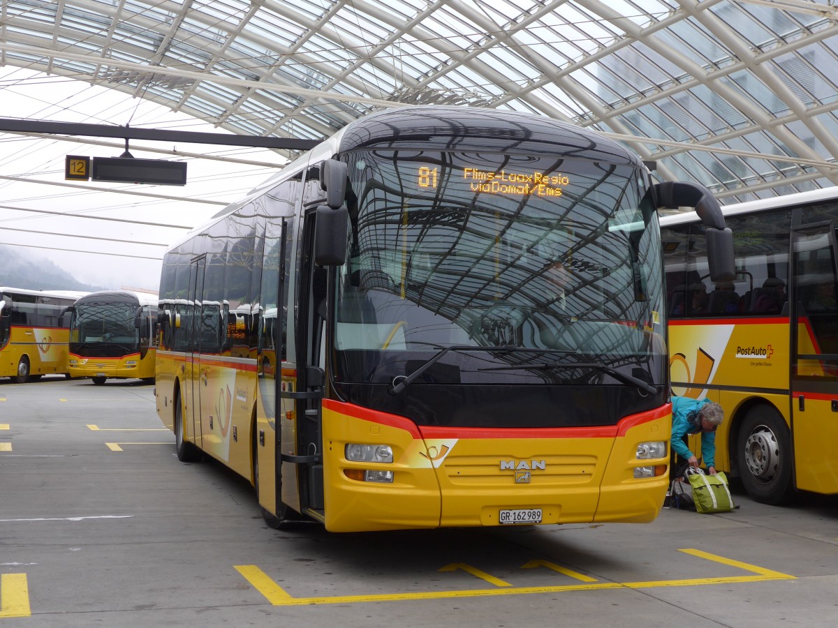 (154'927) - PostAuto Graubnden - GR 162'989 - MAN am 13. September 2014 in Chur, Postautostation