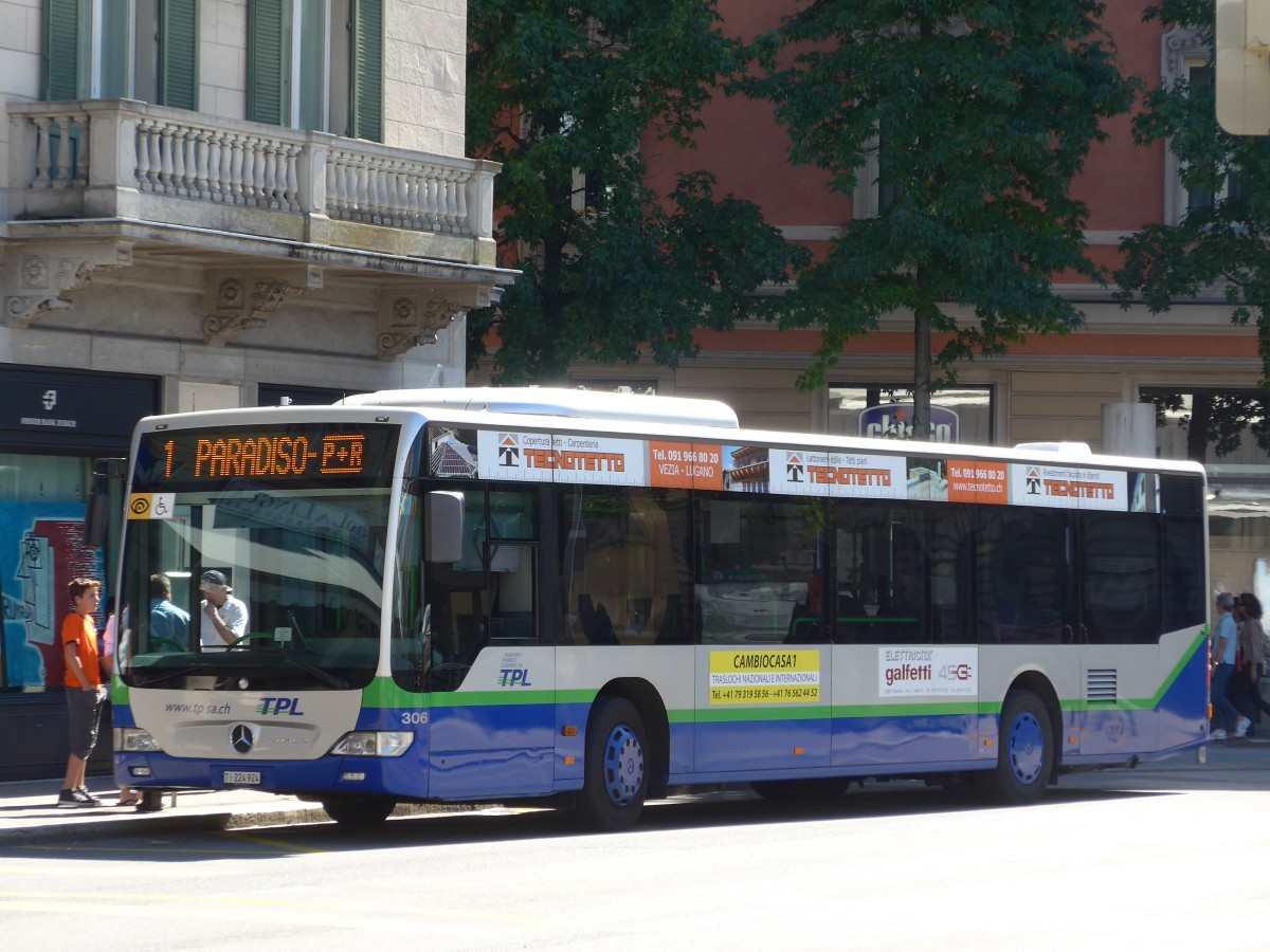 (155'166) - TPL Lugano - Nr. 306/TI 224'924 - Mercedes am 13. September 2014 in Lugano, Centro