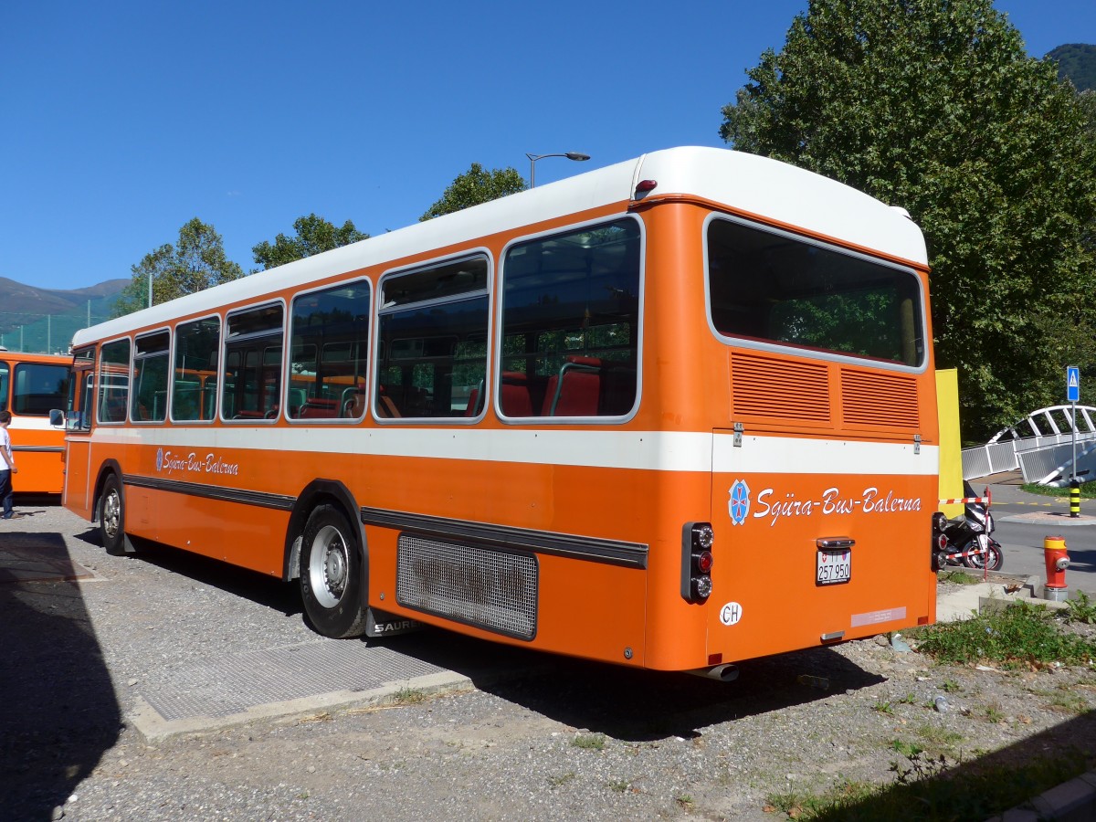 (155'197) - Sgura-Bus, Balerna - TI 257'950 - Saurer/Hess (ex AMSA Chiasso Nr. 15) am 13. September 2014 in Lugano, Saurertreffen