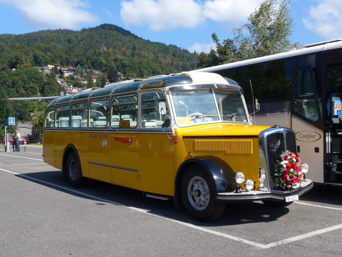 (155'246) - Tschannen, Zofingen - AG 6121 - Saurer/Tscher (ex Luk, Grsch) am 14. September 2014 in Thun, Seestrasse