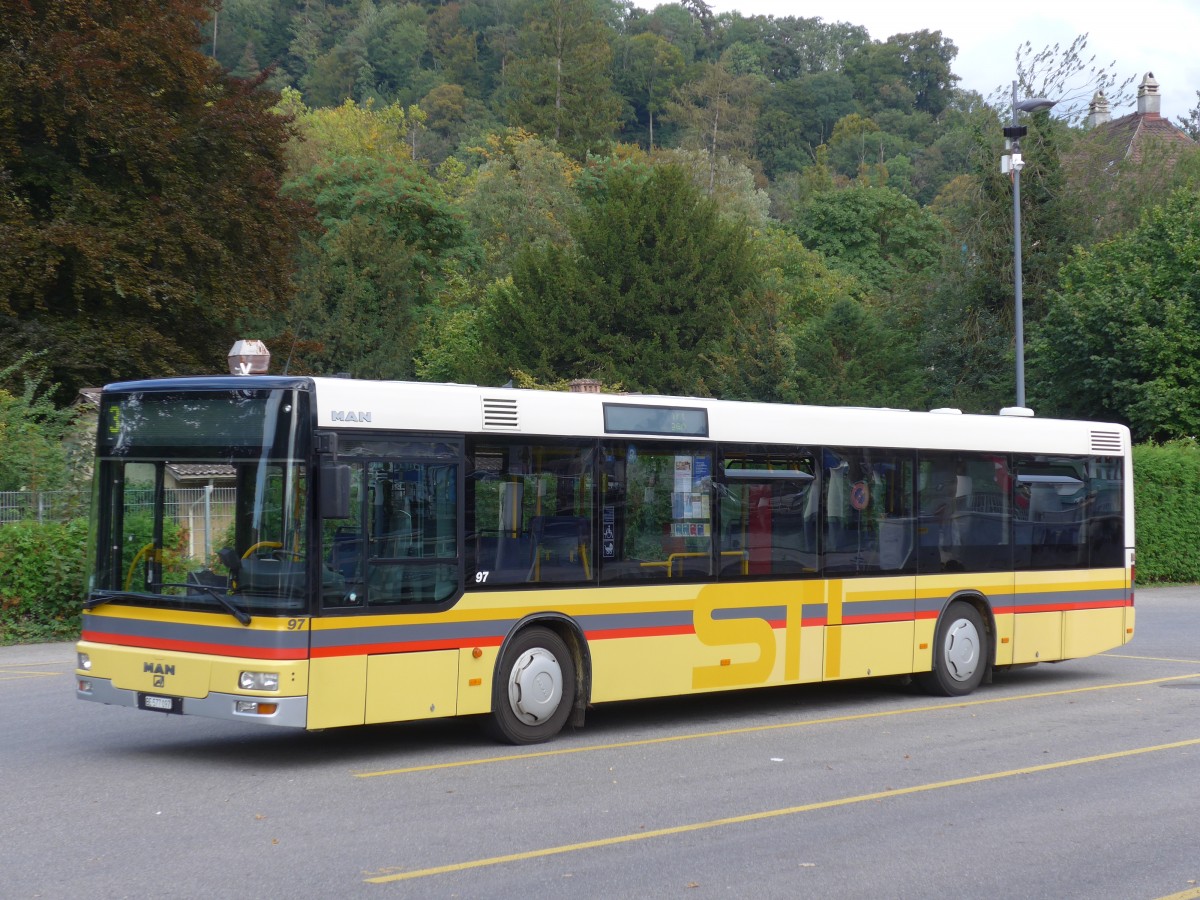 (155'304) - STI Thun - Nr. 97/BE 577'097 - MAN am 20. September 2014 bei der Schifflndte Thun