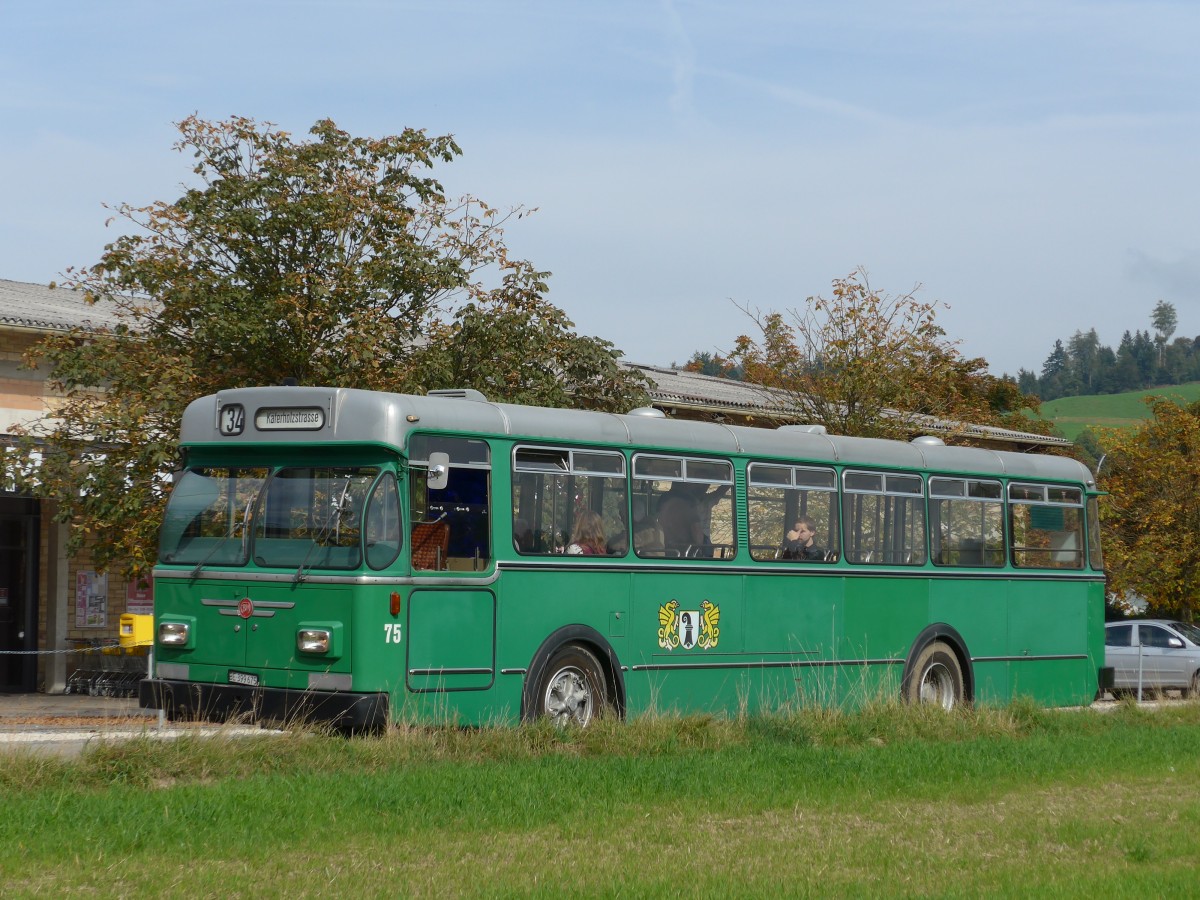 (155'517) - BVB Basel (RWB) - Nr. 75/BE 399'675 - FBW/FHS am 5. Oktober 2014 in Burgdorf, Ziegelgut