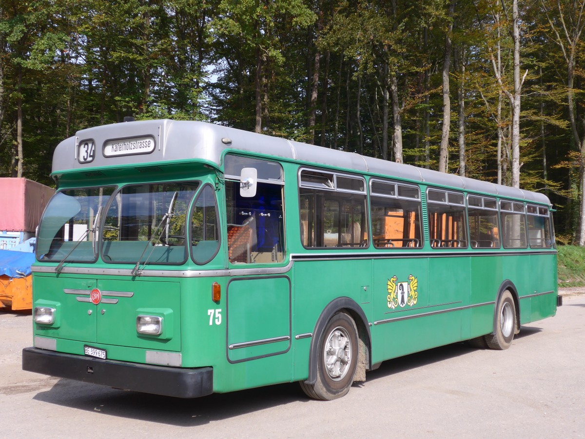 (155'528) - BVB Basel (RWB) - Nr. 75/BE 399'675 - FBW/FHS am 5. Oktober 2014 in Oberburg, Ziegelgut