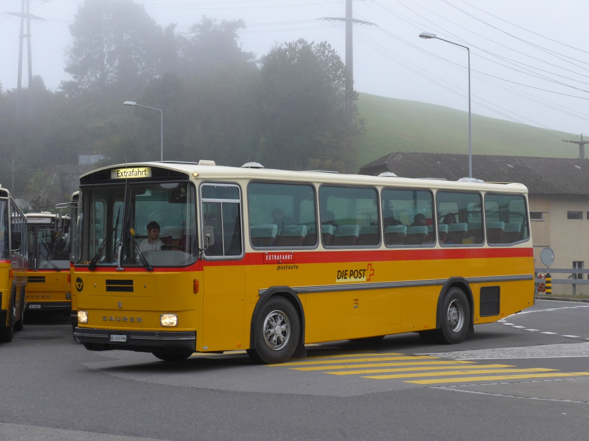 (155'618) - Kammermann, Spiez - BE 650'996 - Saurer/Hess (ex Flury, Balm; ex P 24'233) am 12. Oktober 2014 in Kssnacht, Rest. Frohsinn