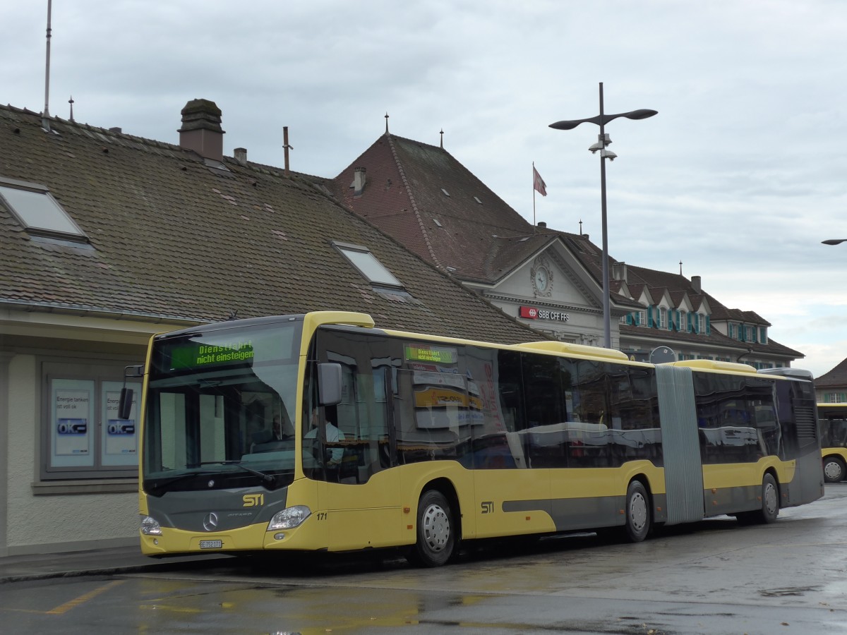 (155'711) - STI Thun - Nr. 171/BE 752'171 - Mercedes am 13. Oktober 2014 beim Bahnhof Thun