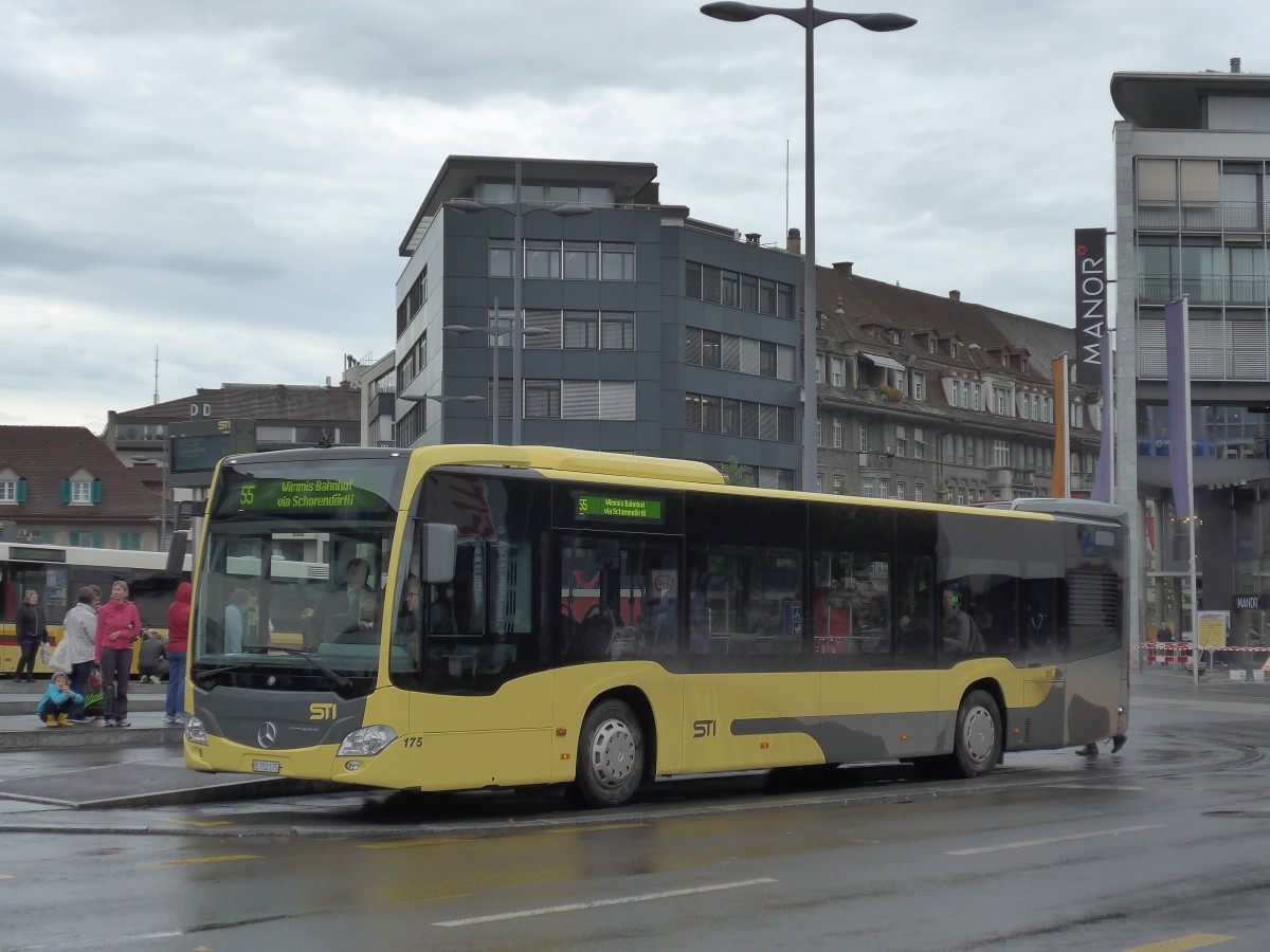 (155'712) - STI Thun - Nr. 175/BE 752'175 - Mercedes am 13. Oktober 2014 beim Bahnhof Thun