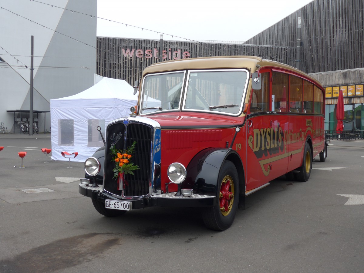 (156'094) - Dysli, Bern - Nr. 19/BE 65'700 - Saurer/Saurer (ex P 23'085; ex P 2137) am 26. Oktober 2014 in Bern, Gilberte-de-Courgenay-Platz