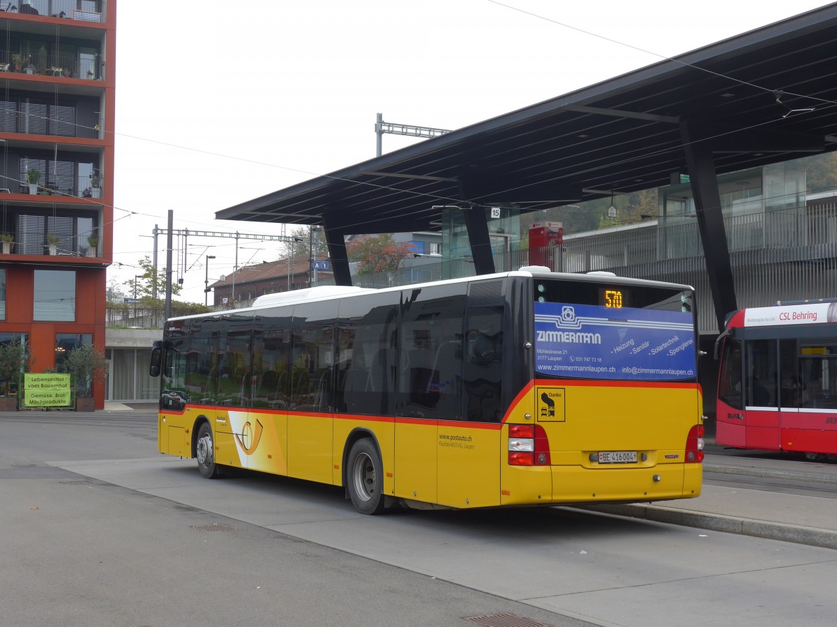 (156'111) - Klopfstein, Laupen - Nr. 4/BE 416'004 - MAN am 26. Oktober 2014 beim Bahnhof Bern Brnnen