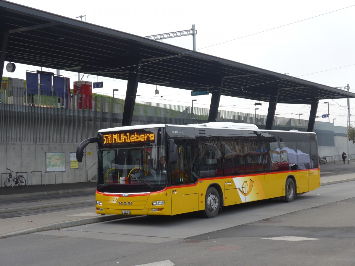 (156'112) - Klopfstein, Laupen - Nr. 4/BE 416'004 - MAN am 26. Oktober 2014 beim Bahnhof Bern Brnnen