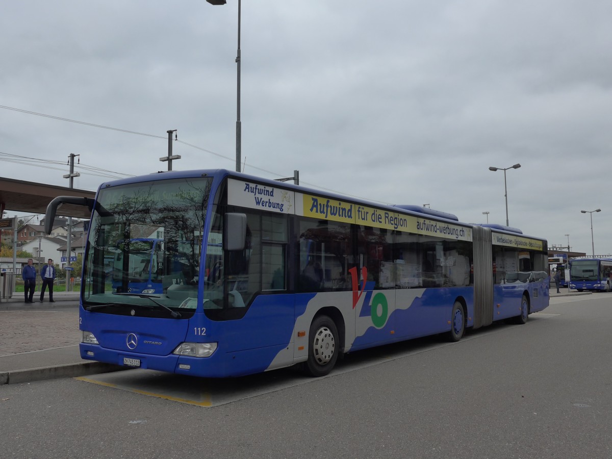 (156'192) - VZO Grningen - Nr. 112/ZH 745'112 - Mercedes am 28. Oktober 2014 beim Bahnhof Wetzikon