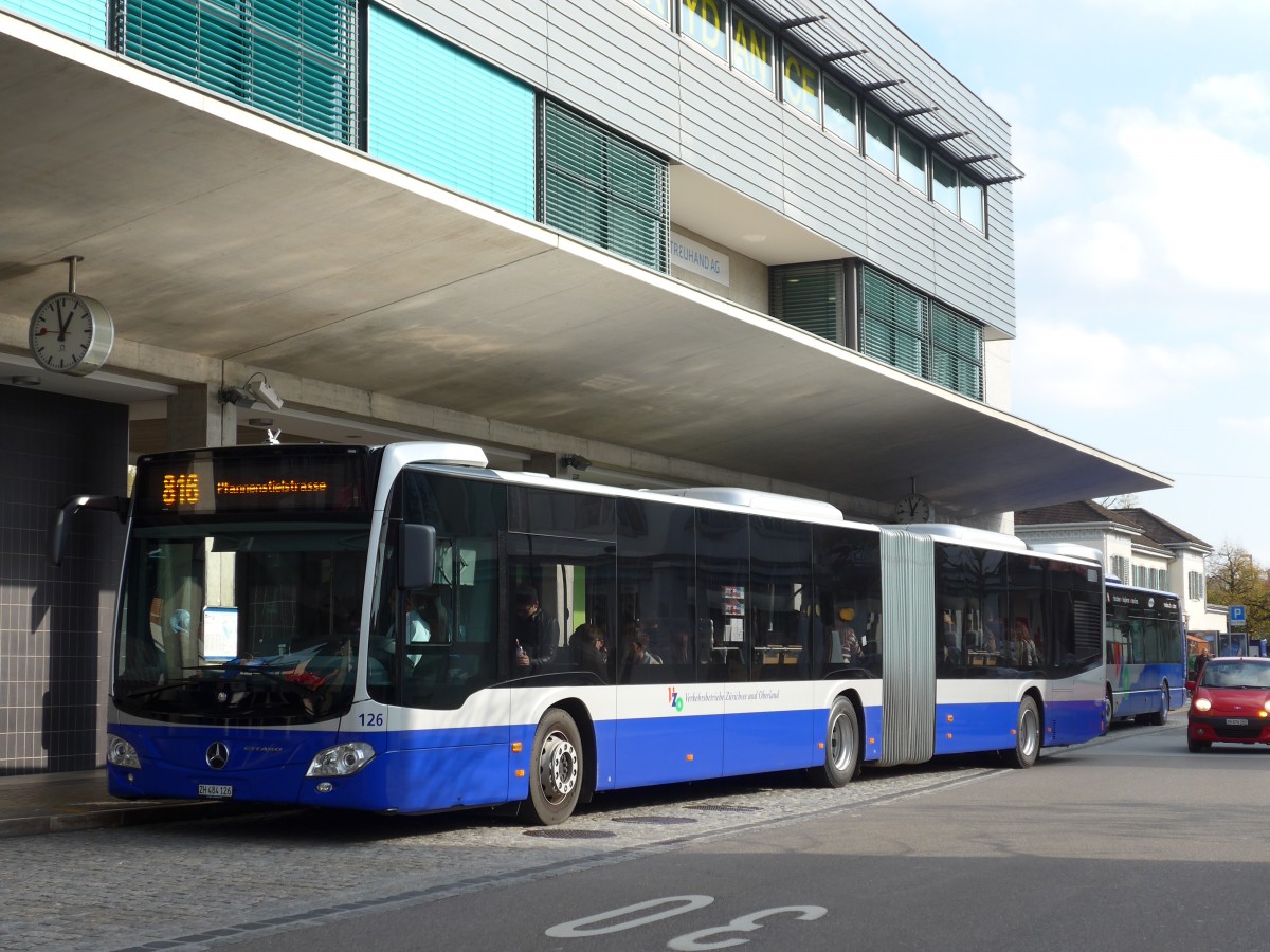 (156'253) - VZO Grningen - Nr. 126/ZH 484'126 - Mercedes am 28. Oktober 2014 beim Bahnhof Uster