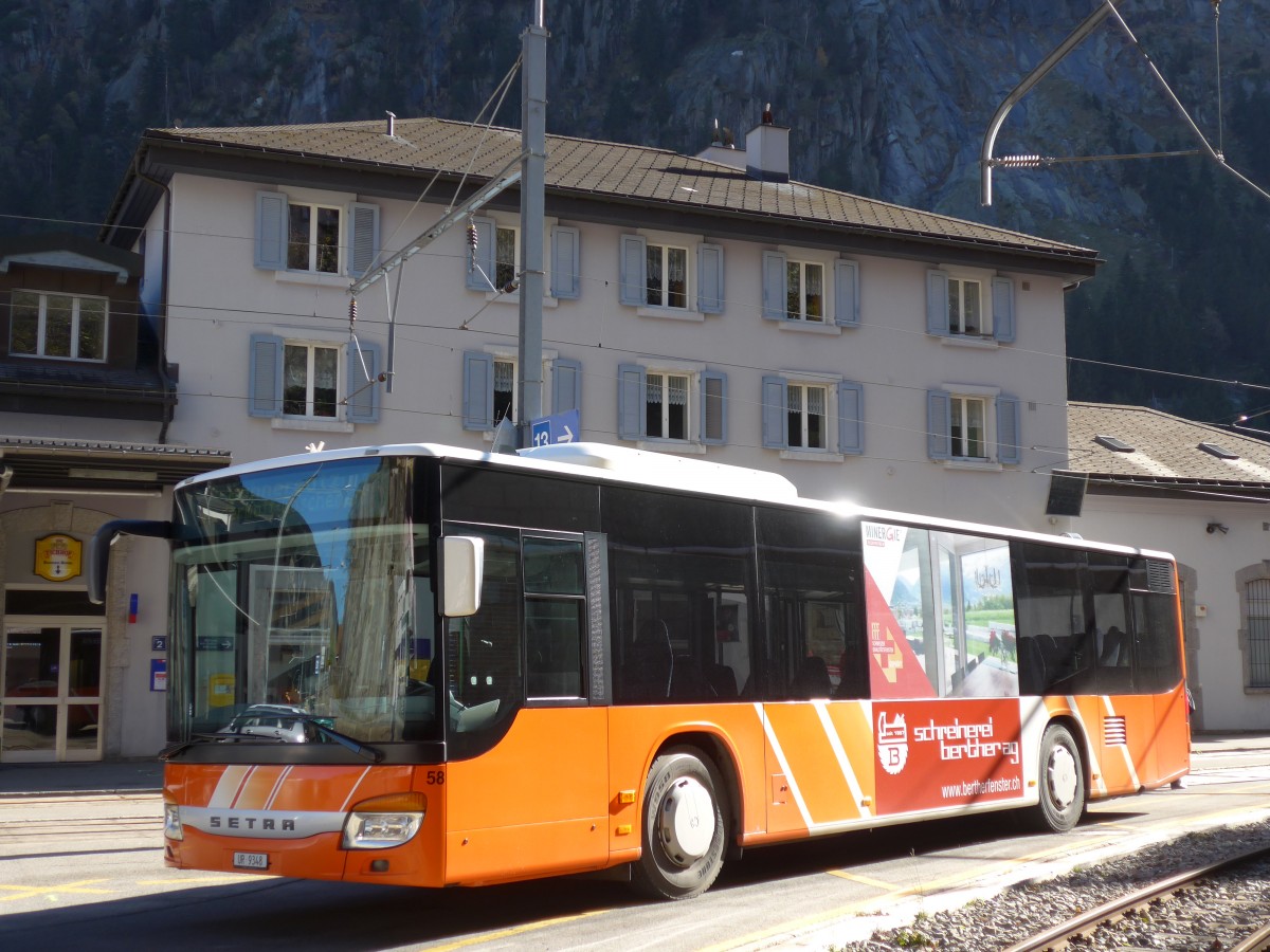 (156'355) - AAGU Altdorf - Nr. 58/UR 9348 - Setra am 31. Oktober 2014 beim Bahnhof Gschenen