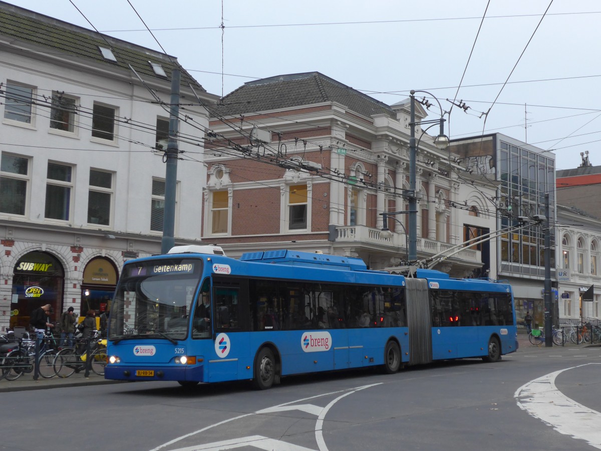 (157'030) - Breng, Ijsselmuiden - Nr. 5215/BJ-RB-34 - Berkhof Gelenktrolleybus am 20. November 2014 in Arnhem, Willemsplein