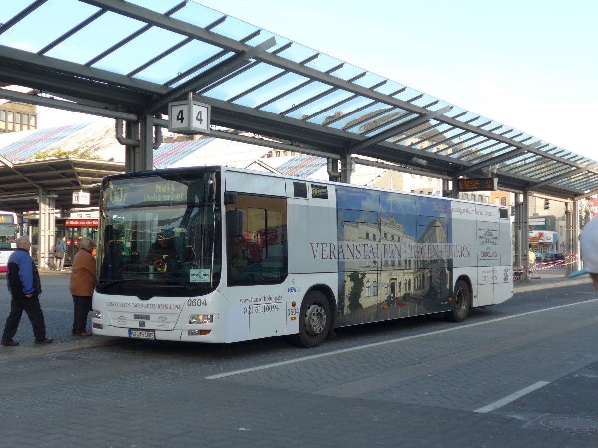 (157'317) - MBus, Mnchengladbach - Nr. 604/MG-XH 1008 - MAN am 22. November 2014 beim Hauptbahnhof Mnchengladbach
