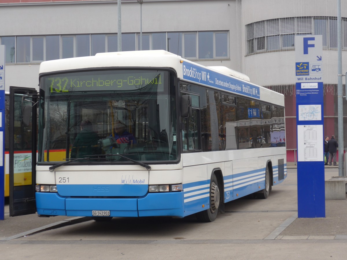 (157'517) - WilMobil, Wil - Nr. 251/SG 143'903 - Volvo/Hess (ex BOS Wil Nr. 22) am 26. November 2014 beim Bahnhof Wil