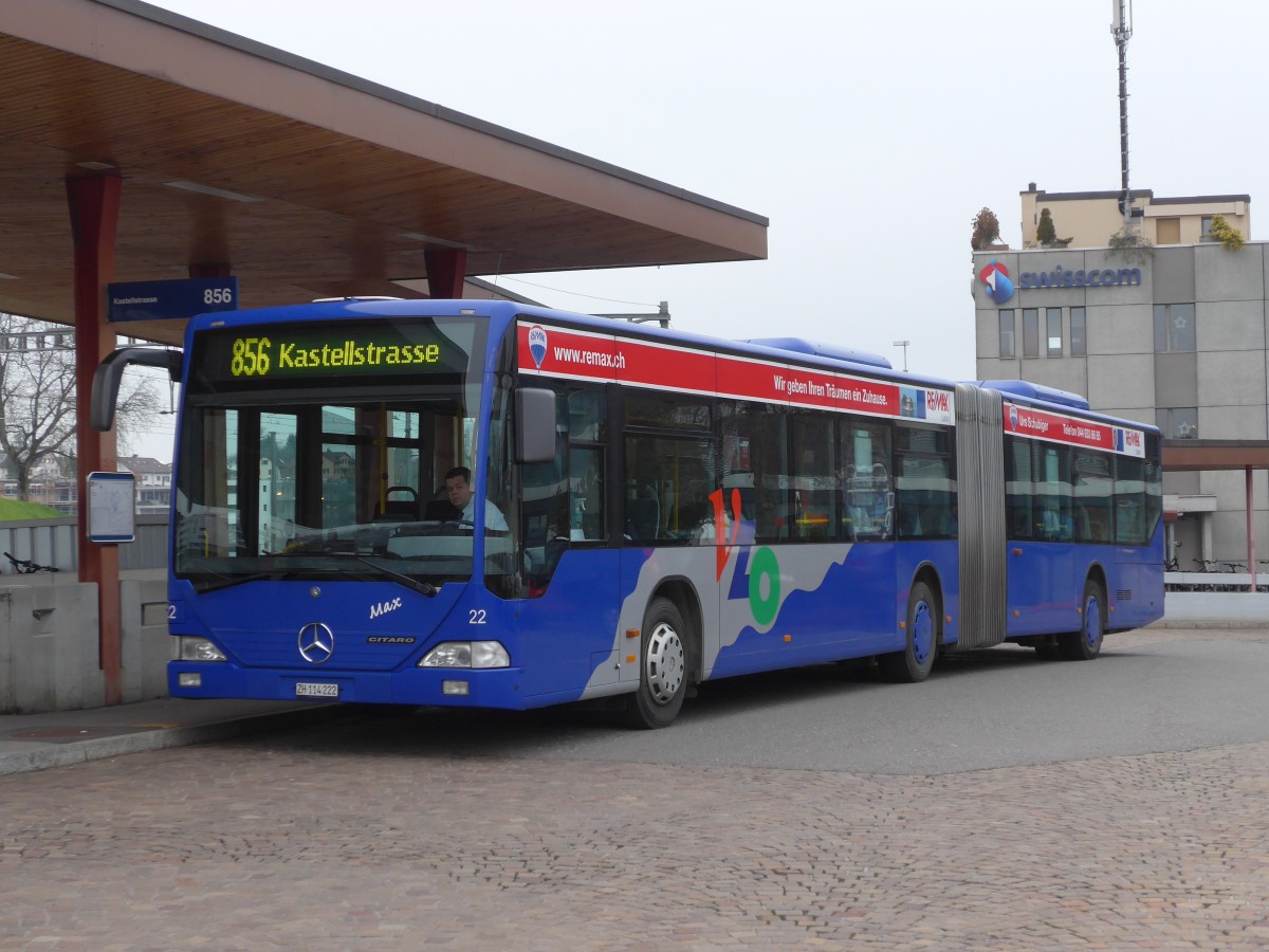 (157'545) - VZO Grningen - Nr. 22/ZH 114'222 - Mercedes am 26. November 2014 beim Bahnhof Wetzikon