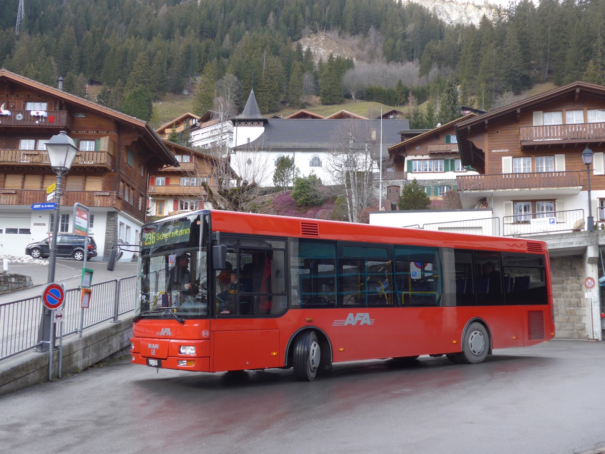 (157'833) - AFA Adelboden - Nr. 55/BE 611'055 - MAN/Gppel am 20. Dezember 2014 beim Autobahnhof Adelboden