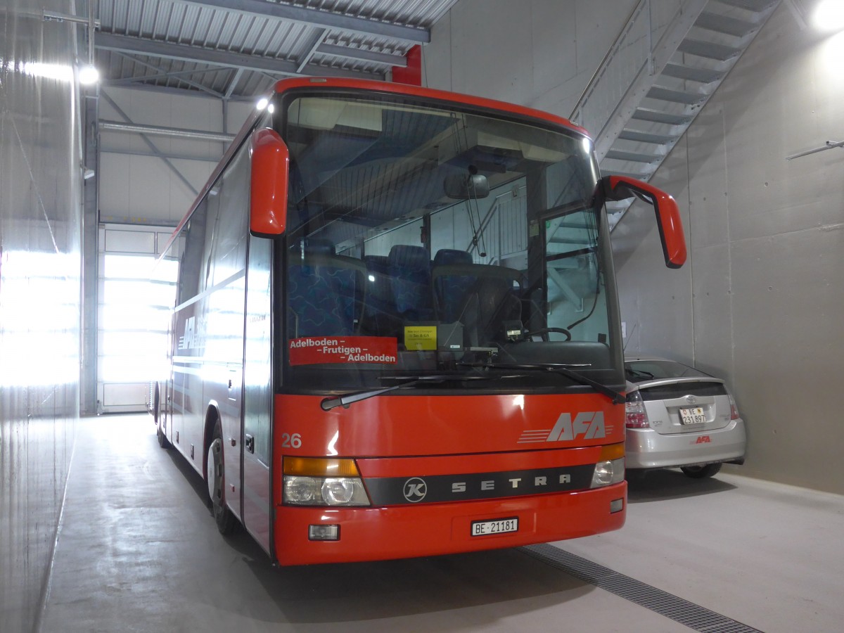 (158'481) - AFA Adelboden - Nr. 26/BE 21'181 - Setra (ex Nr. 16; ex Frhlich, D-Ludwigshafen/Rhein) am 24. Januar 2015 in Frutigen, Garage