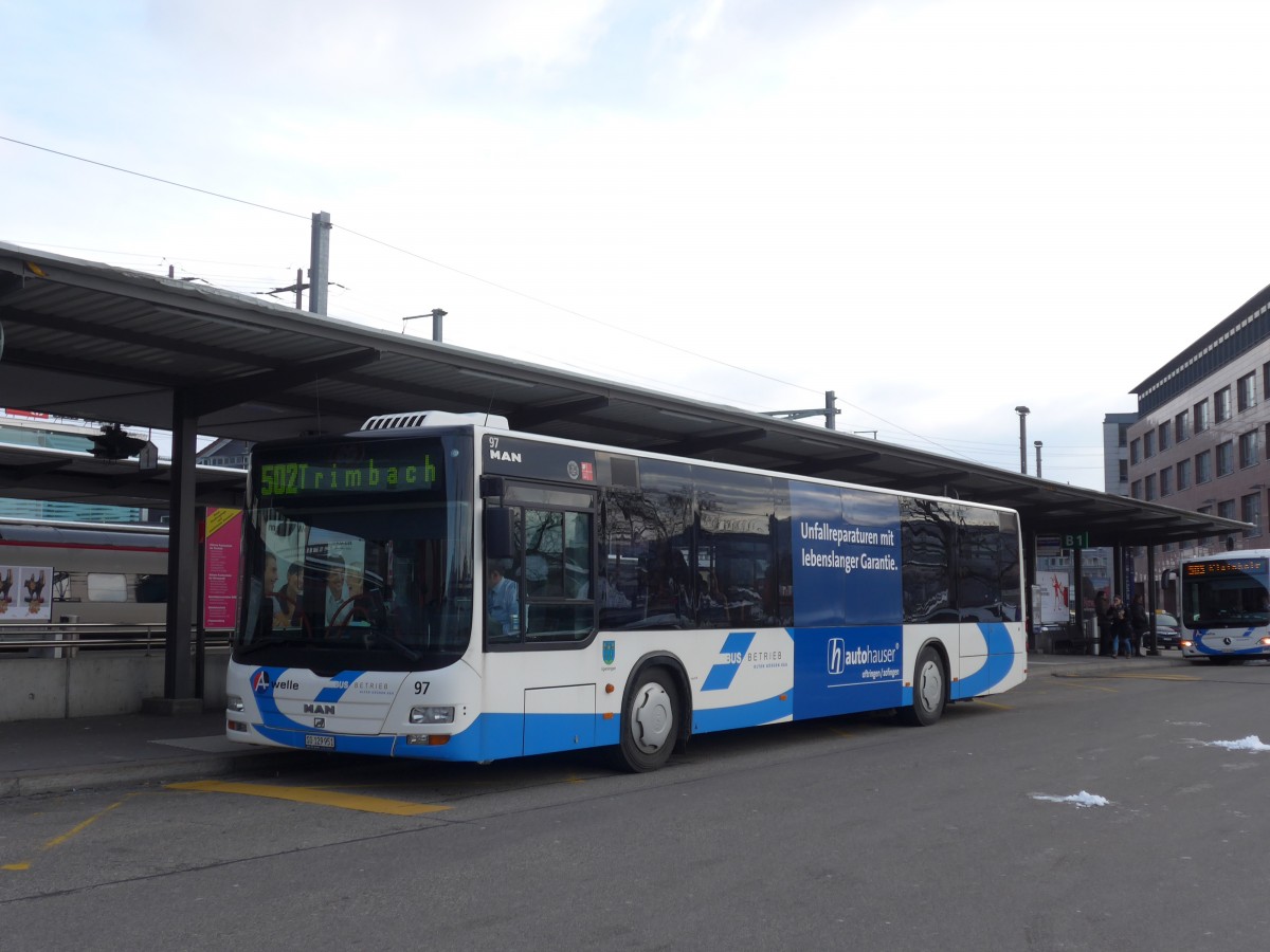 (158'623) - BOGG Wangen b.O. - Nr. 97/SO 129'951 - MAN am 4. Februar 2015 beim Bahnhof Olten