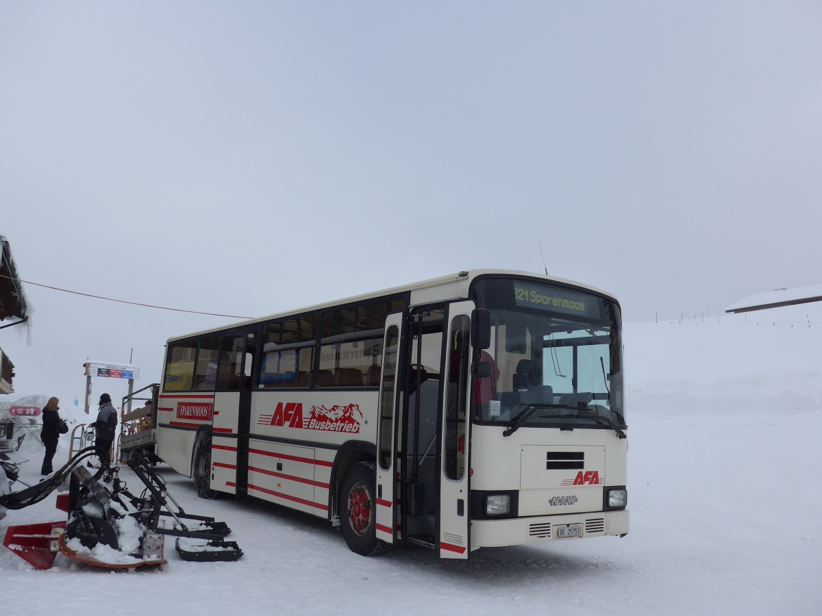 (158'653) - AFA Adelboden - Nr. 39/BE 25'753 - NAW/R&J (ex Nr. 18; ex Autopostale, Mendrisio Nr. 38; ex Piotti, Balerna Nr. 38; ex AAGI Interlaken Nr. 38; ex Schmocker, Beatenberg Nr. 3) am 8. Februar 2015 in Zweisimmen, Sparenmoos