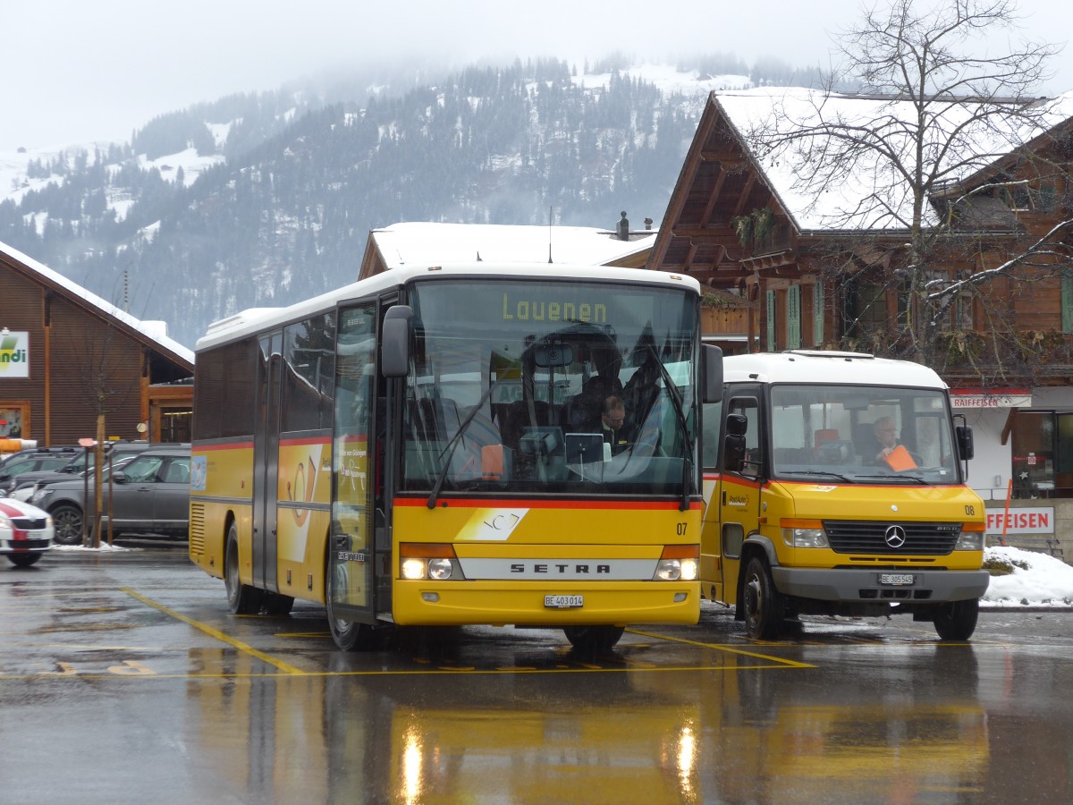 (158'872) - Kbli, Gstaad - Nr. 7/BE 403'014 - Setra am 23. Februar 2015 beim Bahnhof Gstaad