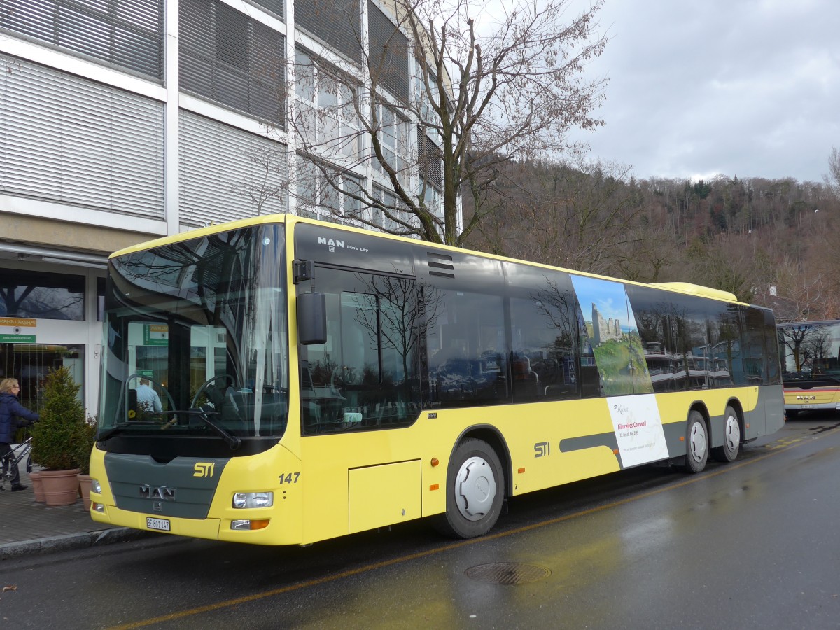 (158'929) - STI Thun - Nr. 147/BE 801'147 - MAN am 2. Mrz 2015 bei der Schifflndte Thun