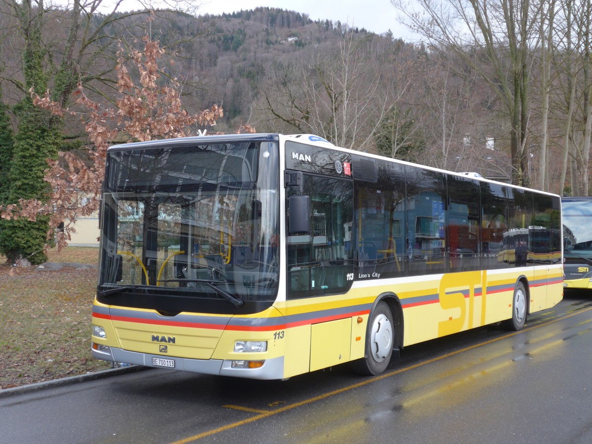 (158'931) - STI Thun - Nr. 113/BE 700'113 - MAN am 2. Mrz 2015 bei der Schifflndte Thun