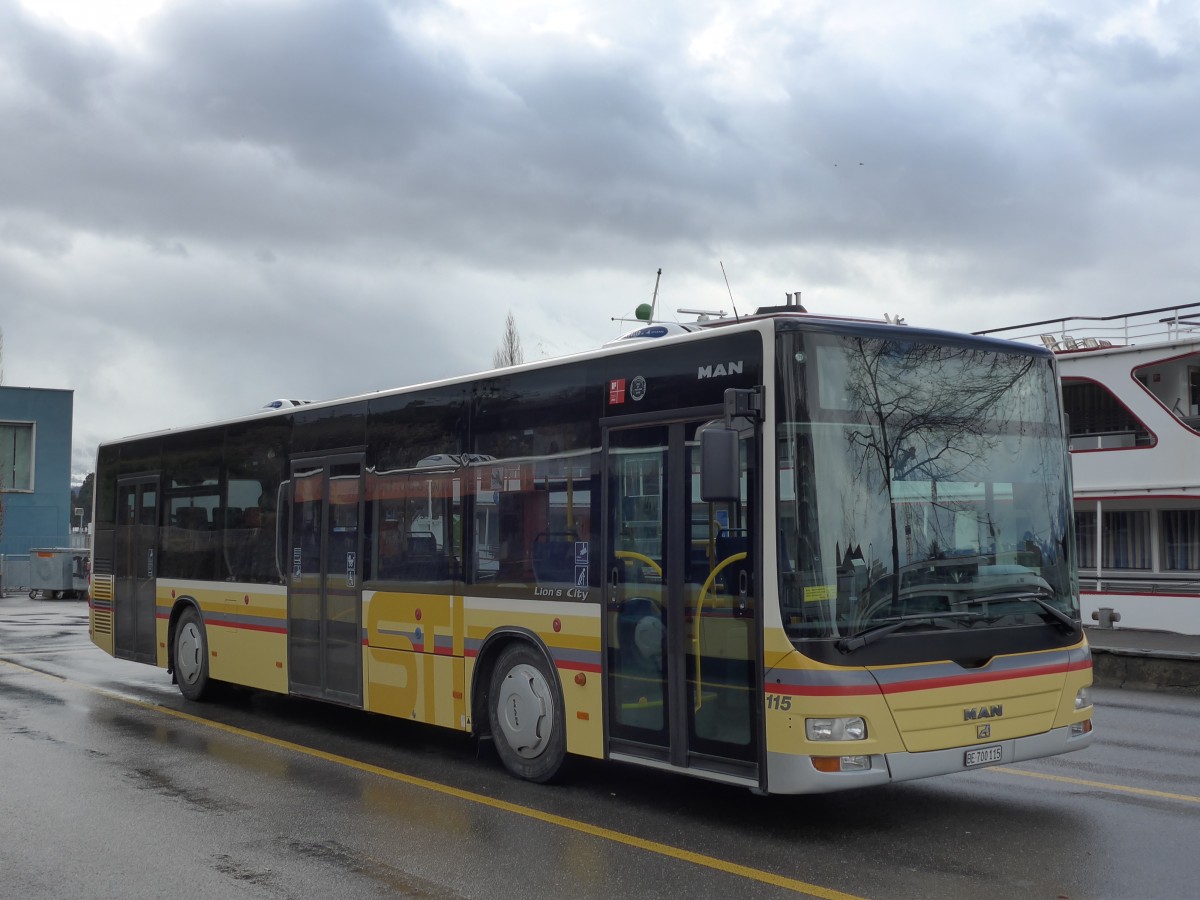 (158'932) - STI Thun - Nr. 115/BE 700'115 - MAN am 2. Mrz 2015 bei der Schifflndte Thun