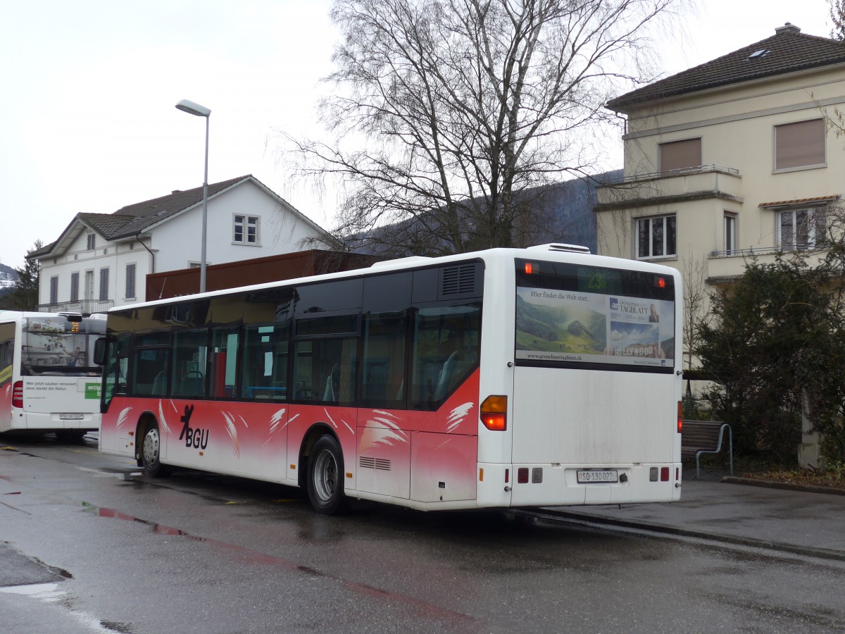 (159'002) - BGU Grenchen - Nr. 20/SO 130'022 - Mercedes am 2. Mrz 2015 beim Bahnhof Grenchen Sd